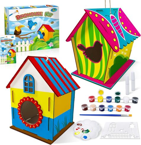 Heyzeibo 2Pack Bird House Craft Kits للأطفال لبناء وطلاء Birdhouse ، والفنون الخشبية والحرفية هدايا عيد الفصح للبنات الصغار in Kuwait