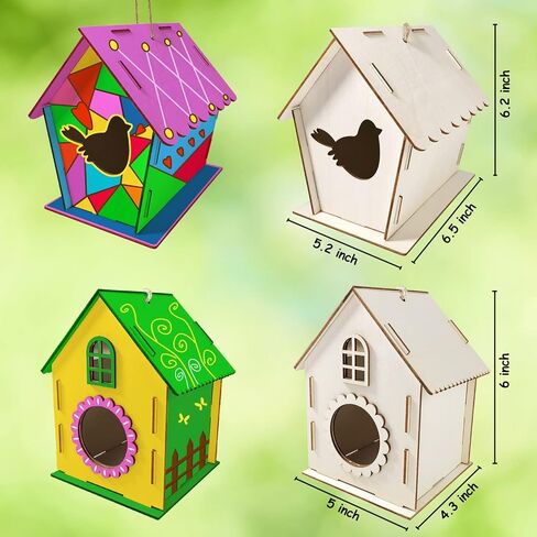 Heyzeibo 2Pack Bird House Craft Kits للأطفال لبناء وطلاء Birdhouse ، والفنون الخشبية والحرفية هدايا عيد الفصح للبنات الصغار in Kuwait