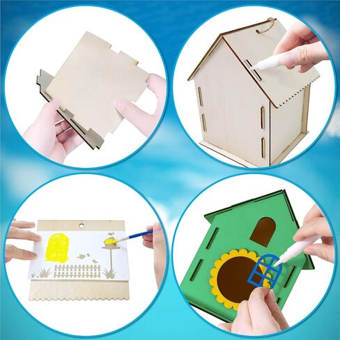 Heyzeibo 2Pack Bird House Craft Kits للأطفال لبناء وطلاء Birdhouse ، والفنون الخشبية والحرفية هدايا عيد الفصح للبنات الصغار in Kuwait