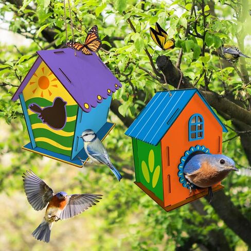 Heyzeibo 2Pack Bird House Craft Kits للأطفال لبناء وطلاء Birdhouse ، والفنون الخشبية والحرفية هدايا عيد الفصح للبنات الصغار in Kuwait