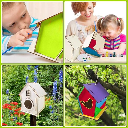 Heyzeibo 2Pack Bird House Craft Kits للأطفال لبناء وطلاء Birdhouse ، والفنون الخشبية والحرفية هدايا عيد الفصح للبنات الصغار in Kuwait