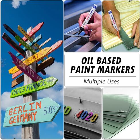 White Paint Markers, 3 Pack Oil-Based Waterproof Quick Dry Permanent Paint Pen Set for Rocks Painting, Wood, Fabric, Plastic, Canvas, Glass, Mugs, Metal, Tire, Stone, DIY Craft in Kuwait