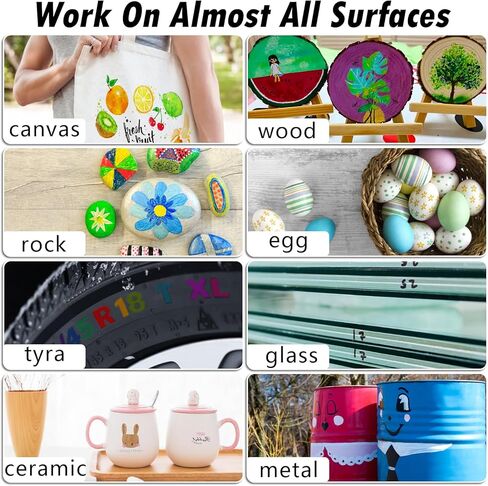 White Paint Markers, 3 Pack Oil-Based Waterproof Quick Dry Permanent Paint Pen Set for Rocks Painting, Wood, Fabric, Plastic, Canvas, Glass, Mugs, Metal, Tire, Stone, DIY Craft in Kuwait