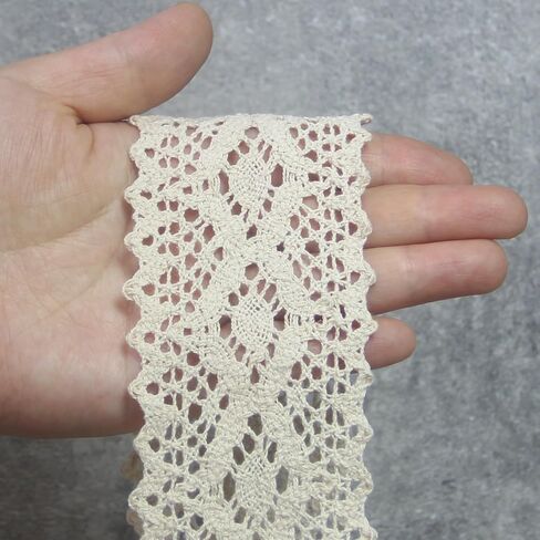 Lace Ribbons for Crafts, Cotton Lace Trim for Sewing, Vintage Lace Fabric, Sewing Lace Fabric by the Yard, 2.2 Inch Lace Ribbon Used for Diy Decoration, Decals, Crafts, Bridal Wedding(10 Yards, Beige) in Kuwait