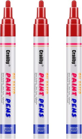 White Paint Markers, 3 Pack Oil-Based Waterproof Quick Dry Permanent Paint Pen Set for Rocks Painting, Wood, Fabric, Plastic, Canvas, Glass, Mugs, Metal, Tire, Stone, DIY Craft in Kuwait