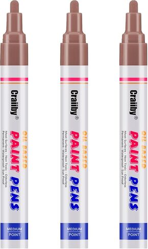 White Paint Markers, 3 Pack Oil-Based Waterproof Quick Dry Permanent Paint Pen Set for Rocks Painting, Wood, Fabric, Plastic, Canvas, Glass, Mugs, Metal, Tire, Stone, DIY Craft in Kuwait