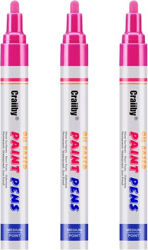White Paint Markers, 3 Pack Oil-Based Waterproof Quick Dry Permanent Paint Pen Set for Rocks Painting, Wood, Fabric, Plastic, Canvas, Glass, Mugs, Metal, Tire, Stone, DIY Craft in Kuwait