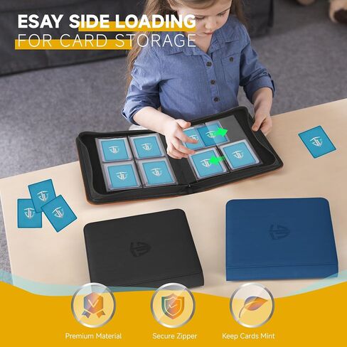 Toploader Binder ، يمتلك 112 Toploaders ، و 4 جيبات محمولة Top Pocket لأصحاب البطاقات الصلبة 3 "× 4" لبطاقات التداول أو بطاقات الرياضة (أسود) in Kuwait
