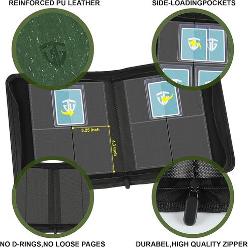 Toploader Binder ، يمتلك 112 Toploaders ، و 4 جيبات محمولة Top Pocket لأصحاب البطاقات الصلبة 3 "× 4" لبطاقات التداول أو بطاقات الرياضة (أسود) in Kuwait
