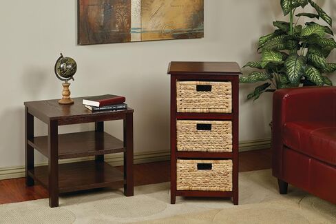 OSP Home Furnishings Seabrook وحدة تخزين من طبقتين مع سلال طبيعية، لمسة نهائية بيضاء in Saudi Arabia