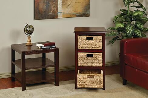 OSP Home Furnishings Seabrook وحدة تخزين من طبقتين مع سلال طبيعية، لمسة نهائية بيضاء in Saudi Arabia