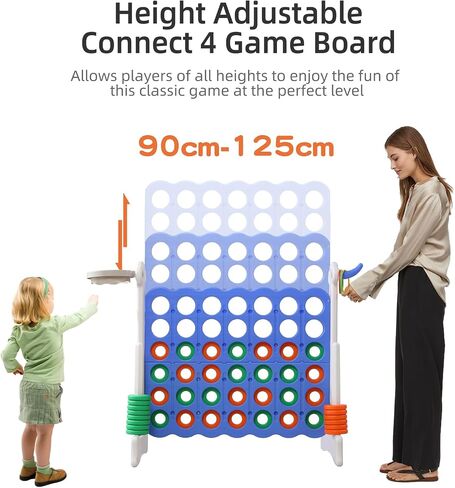 UNICOO® Height Adjustable Jumbo 4-to-Score Game, 4 in A Row Game with Basketball Hoop, Ring Toss, Carrying Bag, Indoor Outdoor Yard Game, Parties & Family Gatherings in Saudi Arabia
