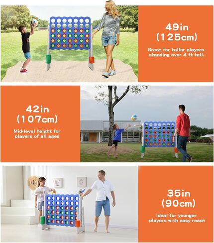 UNICOO® Height Adjustable Jumbo 4-to-Score Game, 4 in A Row Game with Basketball Hoop, Ring Toss, Carrying Bag, Indoor Outdoor Yard Game, Parties & Family Gatherings in Saudi Arabia