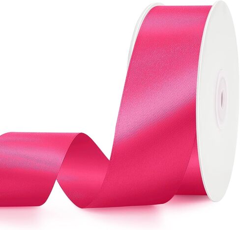 Hot Pink Ribbon 1 1/2 Inch,50 Yards Hot Pink Stain Ribbon Solid Fabric Ribbons for Gift Wrapping Crafts Floral Bouquets Wedding Party Decoration in Saudi Arabia