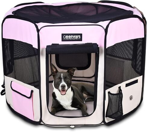 JESPET 61" Pet Dog Playpens, Portable Soft Dog Exercise Pen Kennel with Carry Bag for Puppy Cats Kittens Rabbits,Shale Green in Kuwait
