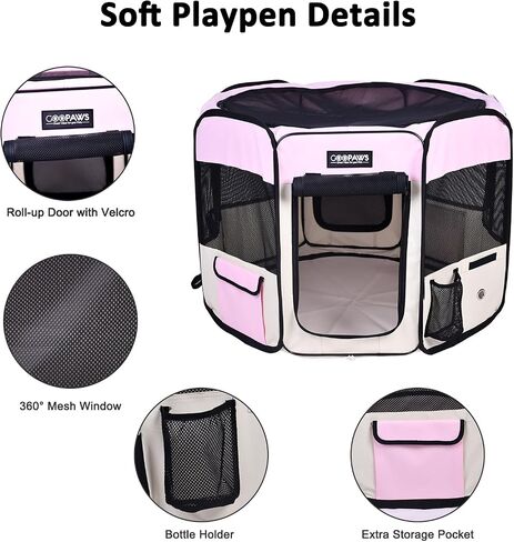 JESPET 61" Pet Dog Playpens, Portable Soft Dog Exercise Pen Kennel with Carry Bag for Puppy Cats Kittens Rabbits,Shale Green in Kuwait