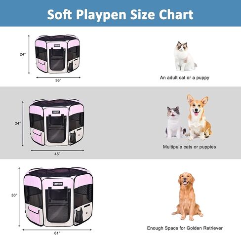 JESPET 61" Pet Dog Playpens, Portable Soft Dog Exercise Pen Kennel with Carry Bag for Puppy Cats Kittens Rabbits,Shale Green in Kuwait