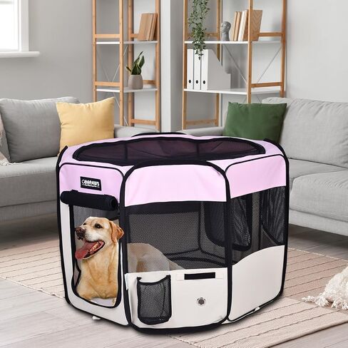JESPET 61" Pet Dog Playpens, Portable Soft Dog Exercise Pen Kennel with Carry Bag for Puppy Cats Kittens Rabbits,Shale Green in Kuwait