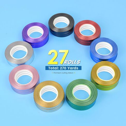 14 ألوان مجموعة الشريط الشريط ، سلسلة البالون 1/5 "× 10 ياردة لكل لفة ، 42 لفة الشباك شرائط لالتفاف الهدايا ، زينة عيد الميلاد ، حفل زفاف ، حفلة عيد ميلاد ، أقواس الحرف (إجمالي 420 ياردة) in Kuwait