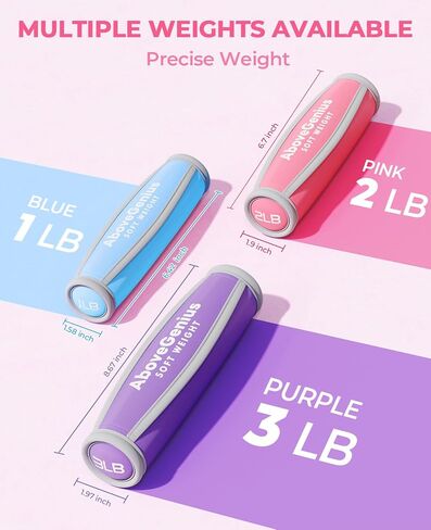 AboveGenius Hand Weights Set for Women&Men,Soft Dumbbells Set of 6(1lb 2lb 3lb Each Pack) for Dumbbell Walking Weight Sets with Hand Strap for Workout Running, Jogging and Physical Therapy (3 Pair of(1/2/3 pound)small weights) in Kuwait