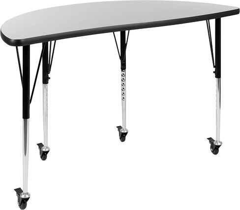 EMMA + OLIVER Mobile 47.5" Half Circle Wave Flexible Collaborative Grey Adjustable Height Activity Table in Saudi Arabia