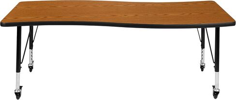 Emma + Oliver Mobile 26 "W X 60" L Wave Fensible Collaborative Oak Kids Adminible TABLE in Kuwait