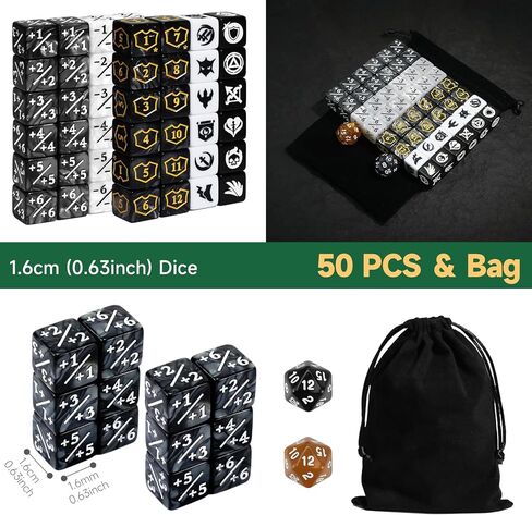 50 قطعة القدرات كلمات رئيسية مواجهة الزهر MTG الزهر بالإضافة إلى 1 عدادات الإحصائيات المخلوق الإحصائيات الرموز الرموز الرموز المميزة ، متوافقة مع MTG ، TCG ، ملحقات ألعاب البطاقات السحرية in Kuwait