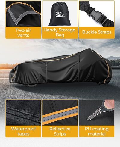 KEMIMOTO Half Cover Cockpit Cover Compatible with Polaris Slingshot, Windshield Cover Waterproof Windproof All Weather Protection Covers with Reflective Strips for Slingshot Accessories in Saudi Arabia