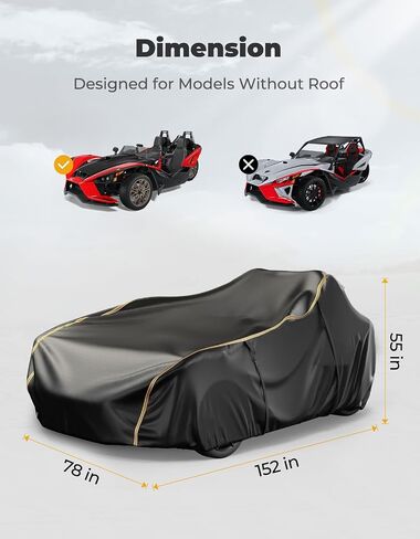 KEMIMOTO Half Cover Cockpit Cover Compatible with Polaris Slingshot, Windshield Cover Waterproof Windproof All Weather Protection Covers with Reflective Strips for Slingshot Accessories in Saudi Arabia