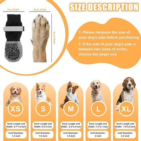 4 Pcs Double Sided Dog Socks to Prevent Licking Paws, Dog Socks for Hardwood Floors Anti Slip, Paw Protector, Winter Warmth, Waterproof, Suitable for Indoor Wooden Floors, Outdoor, M, Gray in Saudi Arabia