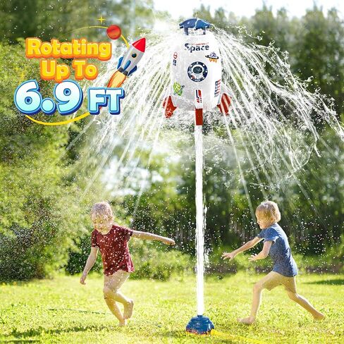 Skirfy Sprinkler Rocket Launcher Outdoor Water Toys for Kids, Rocket Design Water Powered Liftoff 9-16ft & Spin, Summer Garden Lawn Toys & Birthday Gift for Girls Boys Age 3-12 Year Old （White） in Saudi Arabia