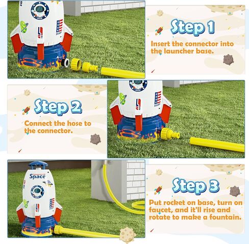 Skirfy Sprinkler Rocket Launcher Outdoor Water Toys for Kids, Rocket Design Water Powered Liftoff 9-16ft & Spin, Summer Garden Lawn Toys & Birthday Gift for Girls Boys Age 3-12 Year Old （White） in Saudi Arabia