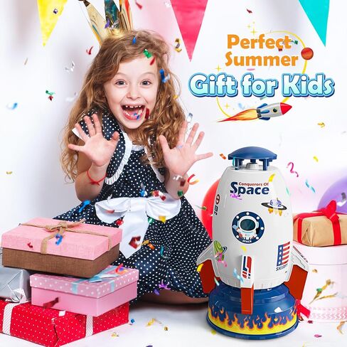 Skirfy Sprinkler Rocket Launcher Outdoor Water Toys for Kids, Rocket Design Water Powered Liftoff 9-16ft & Spin, Summer Garden Lawn Toys & Birthday Gift for Girls Boys Age 3-12 Year Old （White） in Saudi Arabia