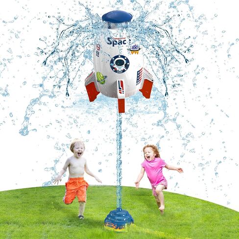 Skirfy Sprinkler Rocket Launcher Outdoor Water Toys for Kids, Rocket Design Water Powered Liftoff 9-16ft & Spin, Summer Garden Lawn Toys & Birthday Gift for Girls Boys Age 3-12 Year Old （White） in Saudi Arabia
