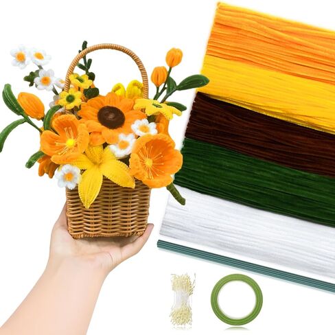 Peryiter 371 PCS Pipe Cleaners مجموعة 12 بوصة منظفات الأنابيب تشنيل تنبعات الحرف الحرف الكبرى لصنع باقة Tulip ، مشاريع Art DIY Craft Decorations Party Party (Green) in Kuwait