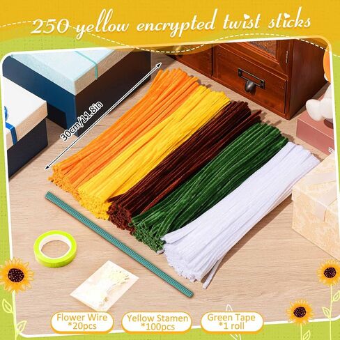 Peryiter 371 PCS Pipe Cleaners مجموعة 12 بوصة منظفات الأنابيب تشنيل تنبعات الحرف الحرف الكبرى لصنع باقة Tulip ، مشاريع Art DIY Craft Decorations Party Party (Green) in Kuwait