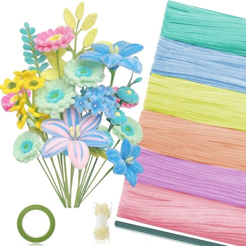 Peryiter 371 PCS Pipe Cleaners مجموعة 12 بوصة منظفات الأنابيب تشنيل تنبعات الحرف الحرف الكبرى لصنع باقة Tulip ، مشاريع Art DIY Craft Decorations Party Party (Green) in Kuwait