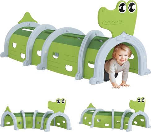 Qaba Caterpillar Tunnel, Toddler Tunnel for Kids Crawl and Climb Through, Kids' Play Structure Indoor Outdoor, 2 Sections, Purple in Saudi Arabia
