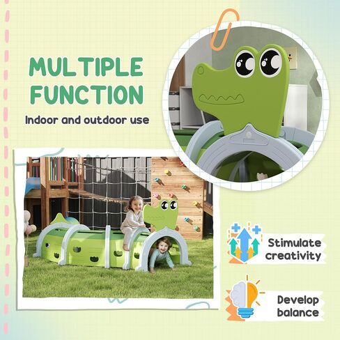 Qaba Caterpillar Tunnel, Toddler Tunnel for Kids Crawl and Climb Through, Kids' Play Structure Indoor Outdoor, 2 Sections, Purple in Saudi Arabia