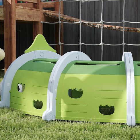 Qaba Caterpillar Tunnel, Toddler Tunnel for Kids Crawl and Climb Through, Kids' Play Structure Indoor Outdoor, 2 Sections, Purple in Saudi Arabia