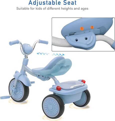 Foldable Baby Tricycle, Toddler Trike with Pedals, Cool Lights, Durable Wheels, Comfortable Seat, Tricycle for Toddlers 1-5 Years Old Girls, Boys (Blue) in Kuwait