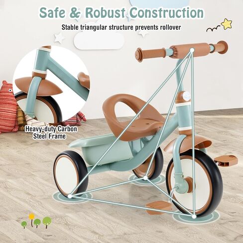 عسل فرحة ثلاثية الدراجات ، أطفال دراجة عجلات 3 عجلات مع مقعد قابل للتعديل ، سلة تخزين قابلة للإزالة ، دراجة ثلاثية العجلات لمدة 3-5 سنوات ، دراجة ثلاثية العجلات الصغيرة للأطفال ، هدية عيد ميلاد للبنين في مرحلة ما قبل المدرسة (بيج) in Kuwait