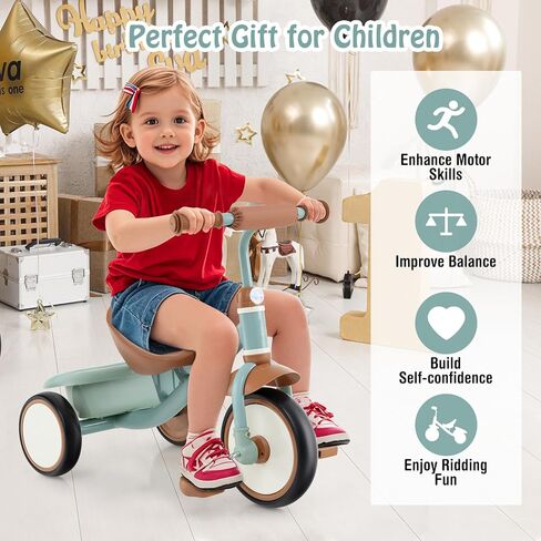 عسل فرحة ثلاثية الدراجات ، أطفال دراجة عجلات 3 عجلات مع مقعد قابل للتعديل ، سلة تخزين قابلة للإزالة ، دراجة ثلاثية العجلات لمدة 3-5 سنوات ، دراجة ثلاثية العجلات الصغيرة للأطفال ، هدية عيد ميلاد للبنين في مرحلة ما قبل المدرسة (بيج) in Kuwait