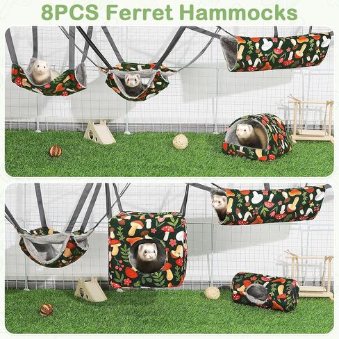 Ferret Hammock 8 Pack Guinea Pig Hammock Washable Rat Chinchilla Hammock Hamster Cage Accessories Cozy Ferret Bed Toys for Small Animals Pet Sugar Glider in Kuwait