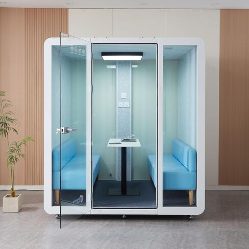 كشك Office Pod Office Gearonic ، Pod Office Bod مع أسطوانة متنقلة ، مساحة أكبر لـ 4-6 أشخاص ، نظام إضاءة LED ، المعجبين ومنافذ USB AC in Kuwait