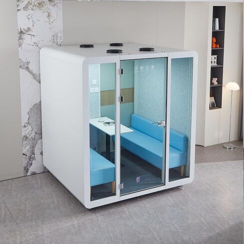 كشك Office Pod Office Gearonic ، Pod Office Bod مع أسطوانة متنقلة ، مساحة أكبر لـ 4-6 أشخاص ، نظام إضاءة LED ، المعجبين ومنافذ USB AC in Kuwait