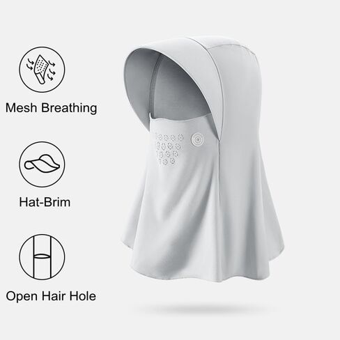 توبورتي قناع واقي من الشمس للنساء من الحرير الثلجي، وشاح للوجه والرقبة للحماية من الاشعة فوق البنفسجية للانشطة الصيفية الخارجية، رمادي، مقاس واحد, رمادي, One Size in Kuwait