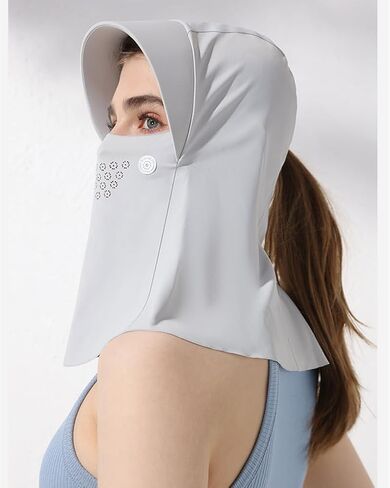 توبورتي قناع واقي من الشمس للنساء من الحرير الثلجي، وشاح للوجه والرقبة للحماية من الاشعة فوق البنفسجية للانشطة الصيفية الخارجية، رمادي، مقاس واحد, رمادي, One Size in Kuwait