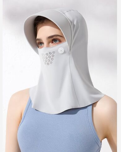 توبورتي قناع واقي من الشمس للنساء من الحرير الثلجي، وشاح للوجه والرقبة للحماية من الاشعة فوق البنفسجية للانشطة الصيفية الخارجية، رمادي، مقاس واحد, رمادي, One Size in Kuwait