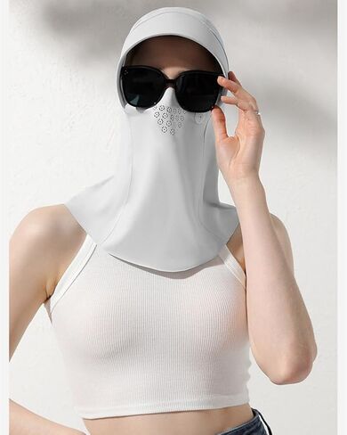 توبورتي قناع واقي من الشمس للنساء من الحرير الثلجي، وشاح للوجه والرقبة للحماية من الاشعة فوق البنفسجية للانشطة الصيفية الخارجية، رمادي، مقاس واحد, رمادي, One Size in Kuwait